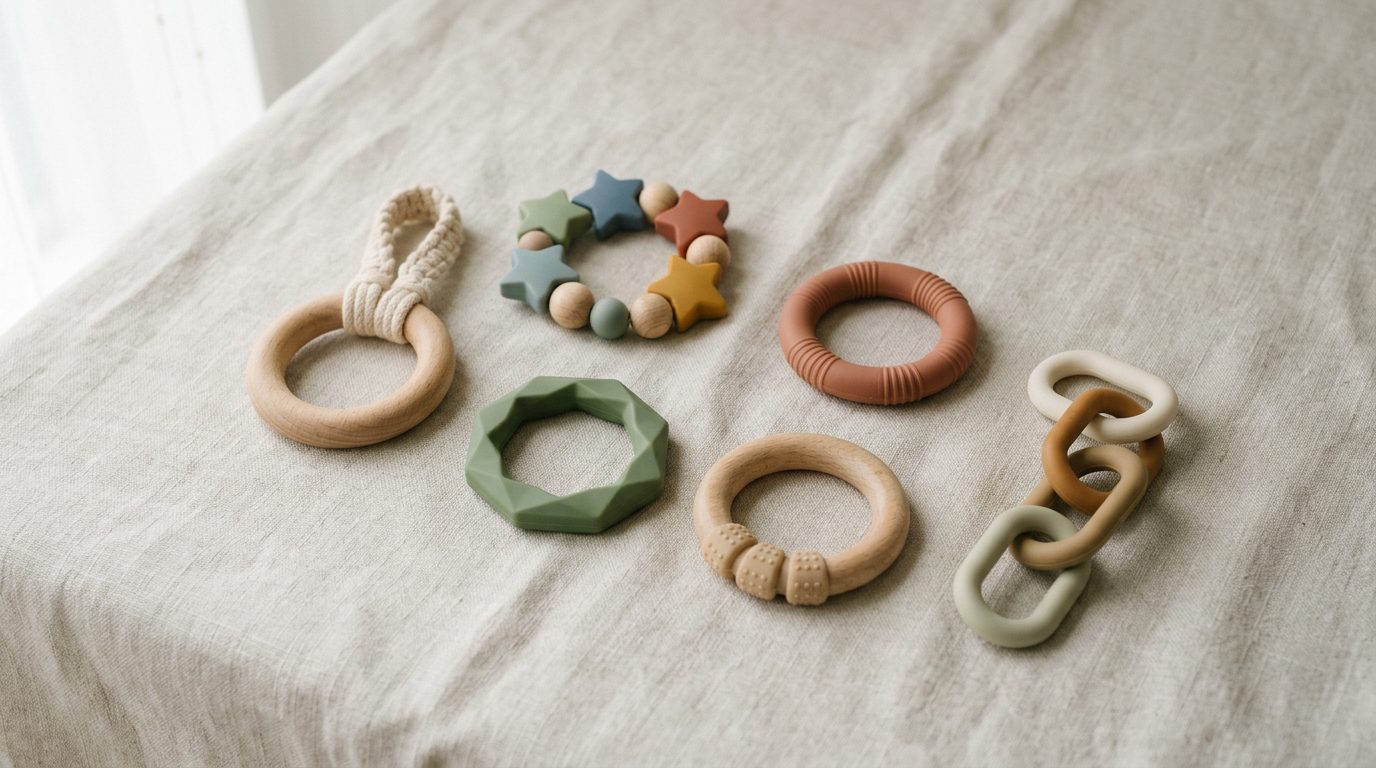 Artikel: Bijtringen voor baby's: rubber, hout, siliconen of BPA‑vrij plastic?