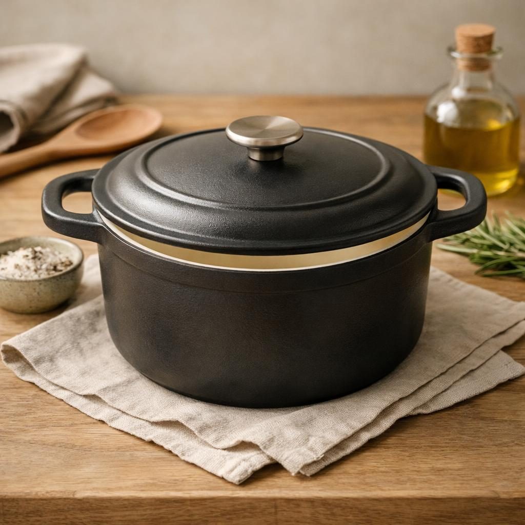 Gietijzeren braadpan met emaille: plastic-vrij alternatief in Pannen