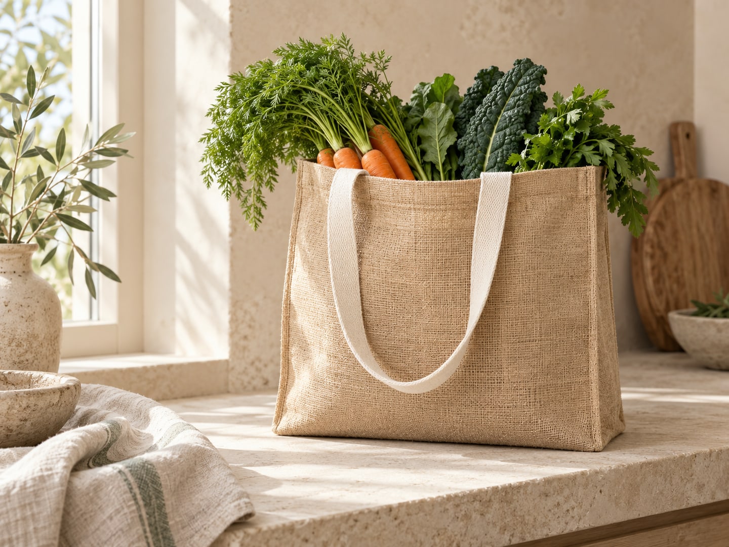 Jute boodschappentas: plastic-vrij alternatief in Keuken & eten