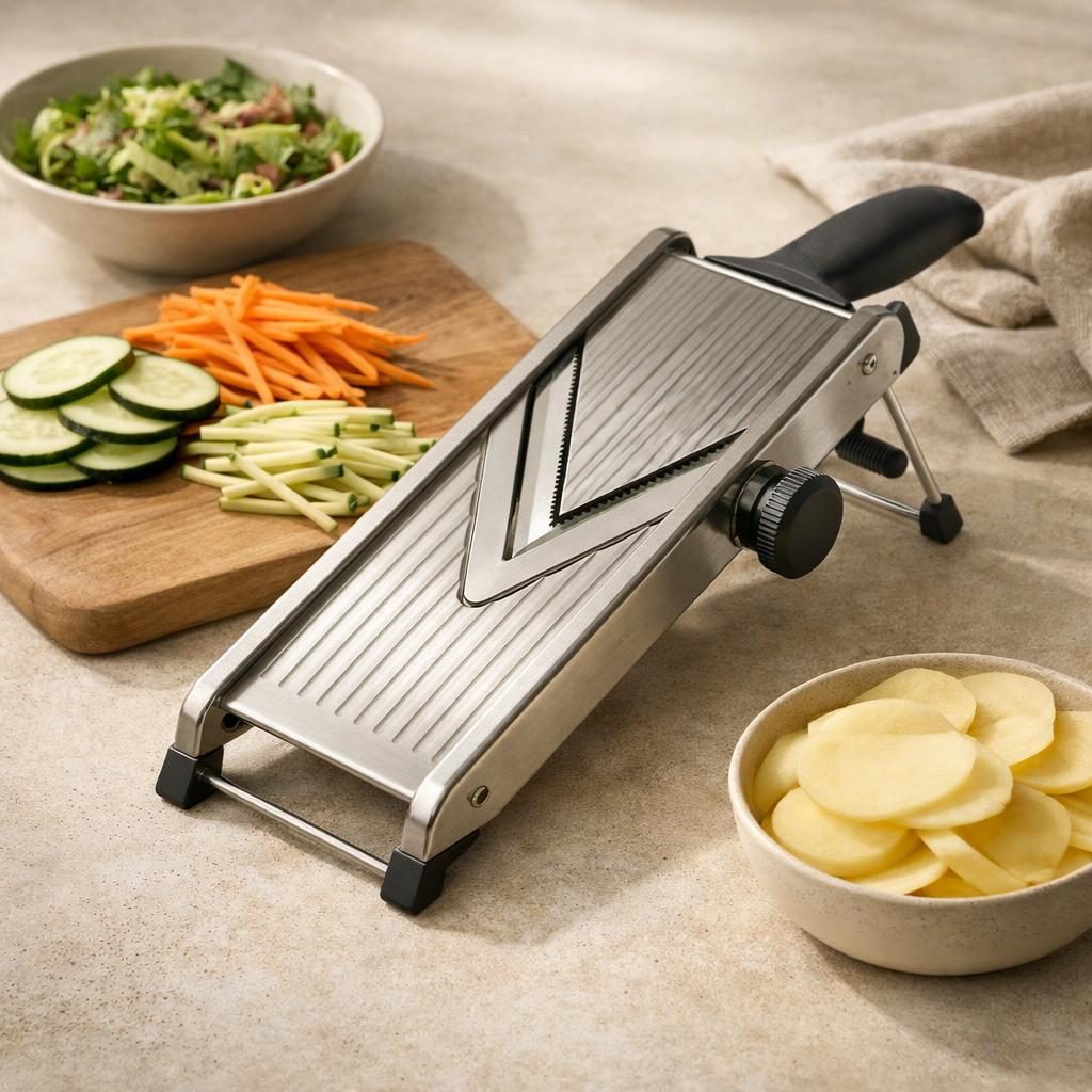 RVS mandoline zonder opvangbak: plastic-vrij alternatief in Keukengerei